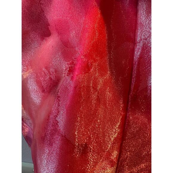 Eliza j floral poppy pink chiffon gown dress 6 flawed - Picture 10 of 13